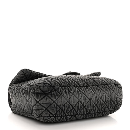 Chanel Denim Quilted Denimpression Flap Grey Black 4 of 11