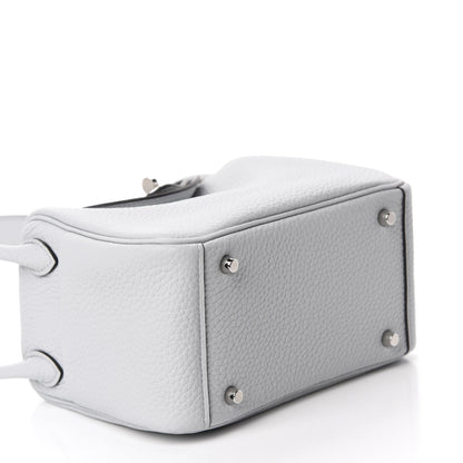 Hermes Taurillon Clemence Mini Lindy 20 Bleu Pale 4 of 11