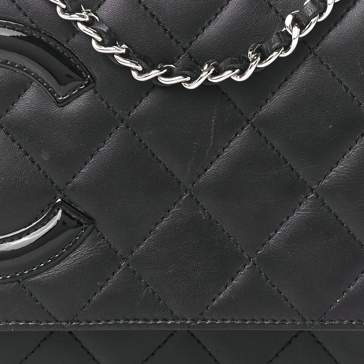 Calfskin Quilted Cambon Wallet On Chain WOC Black