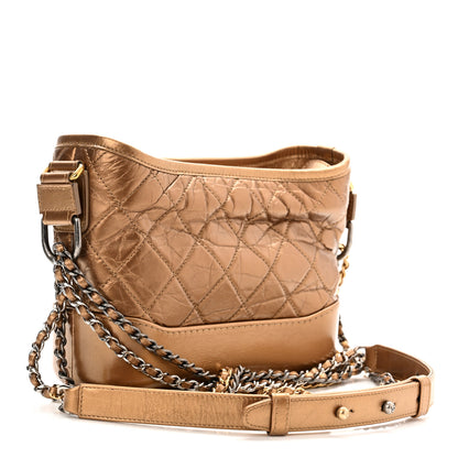Chanel Metallic Aged Calfskin Quilted Small Gabrielle Hobo Bronze 2 of 9