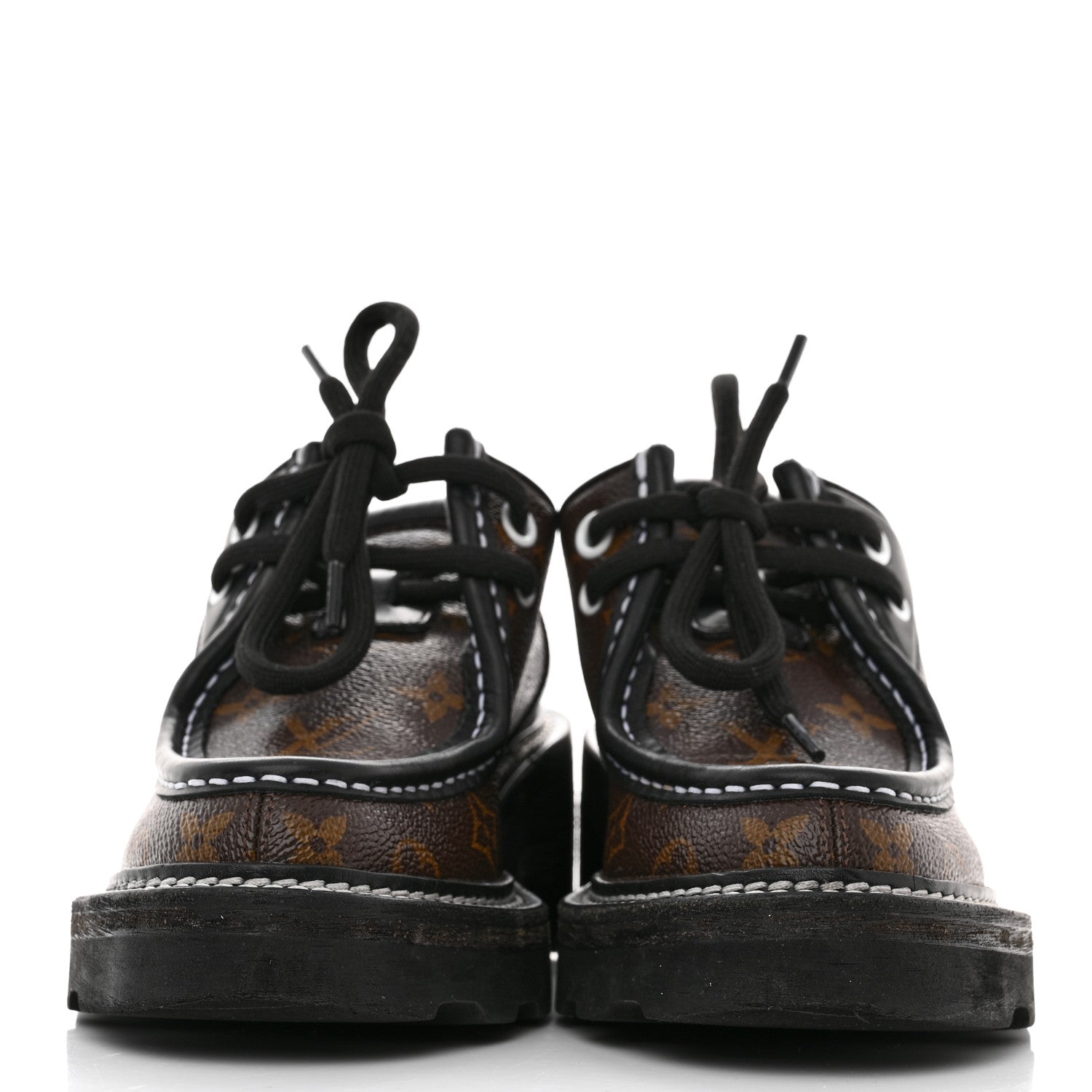 Louis Vuitton Monogram Calfskin Beaubourg Platform Derby Shoes 35 Brown 2 of 8