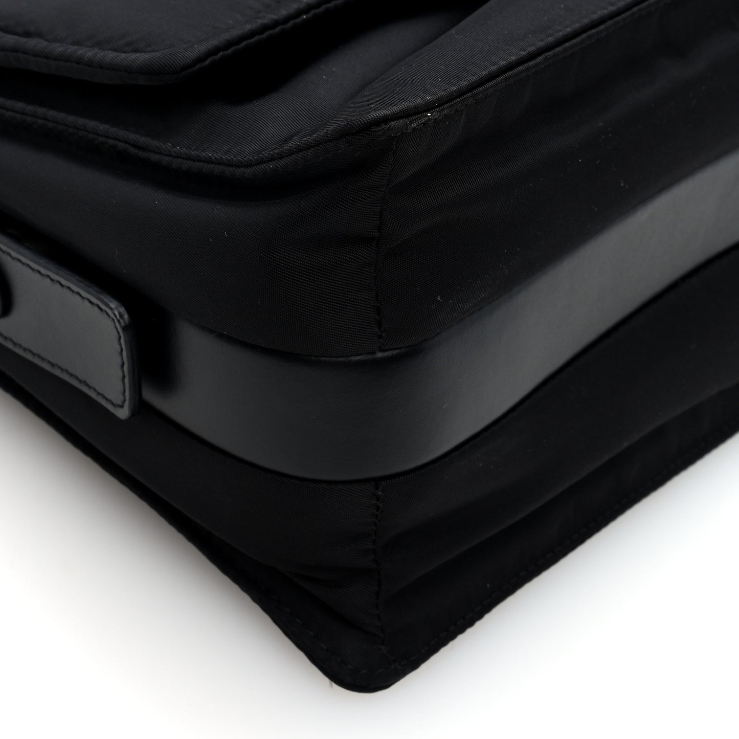 Re-Nylon Vitello Padded Small Flap Shoulder Bag Black