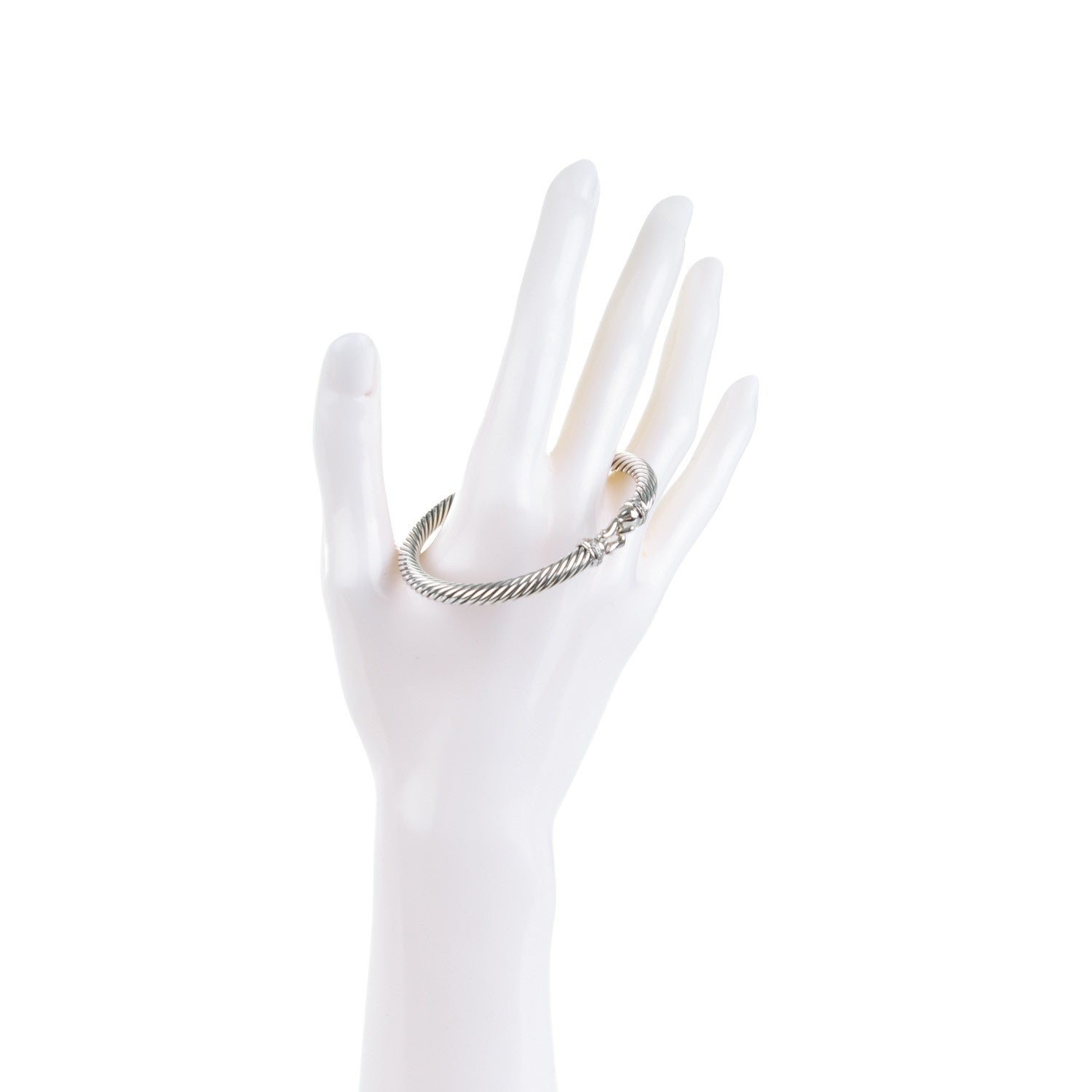 David Yurman Sterling Silver Diamond 5mm Cable Buckle Bracelet 2 of 5
