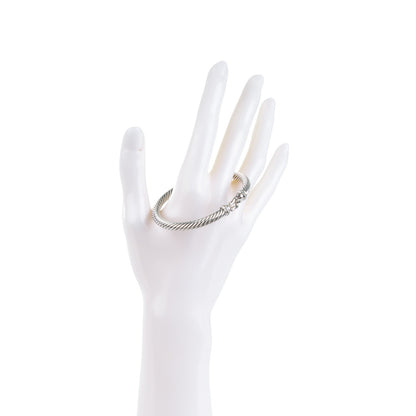 David Yurman Sterling Silver Diamond 5mm Cable Buckle Bracelet 2 of 5