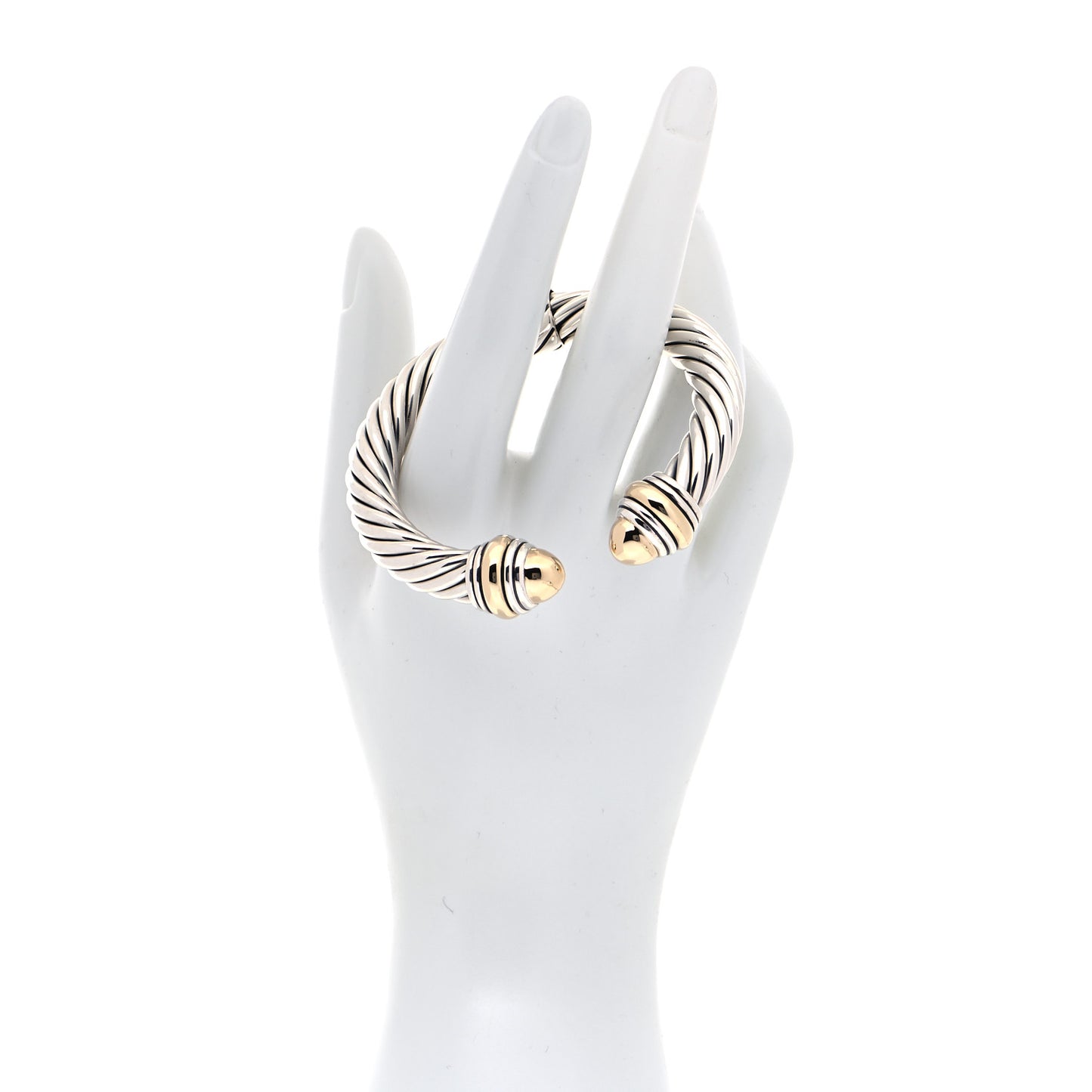 Sterling Silver 14K Yellow Gold 10mm Cable Classics Bracelet