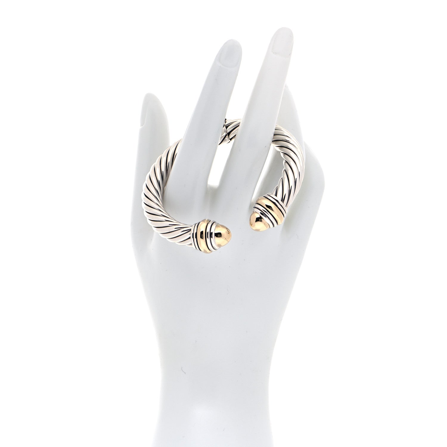 David Yurman Sterling Silver 14K Yellow Gold 10mm Cable Classics Bracelet 2 of 5