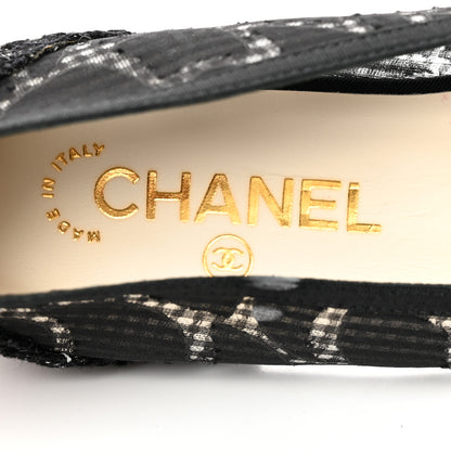 Chanel Tweed Lambskin CC Cap Toe Ballerina Flats 37 Black 7 of 10
