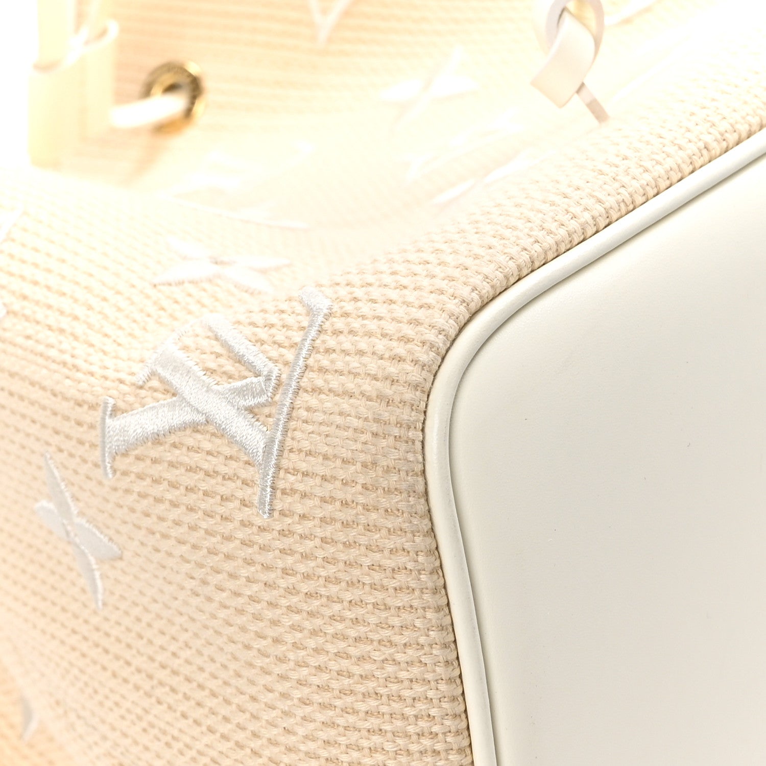 Louis Vuitton Cotton Monogram Embroidered Neonoe MM Beige White 10 of 14