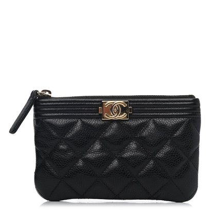 Chanel Caviar Quilted Zipped Boy Pouch Black 1 of 4