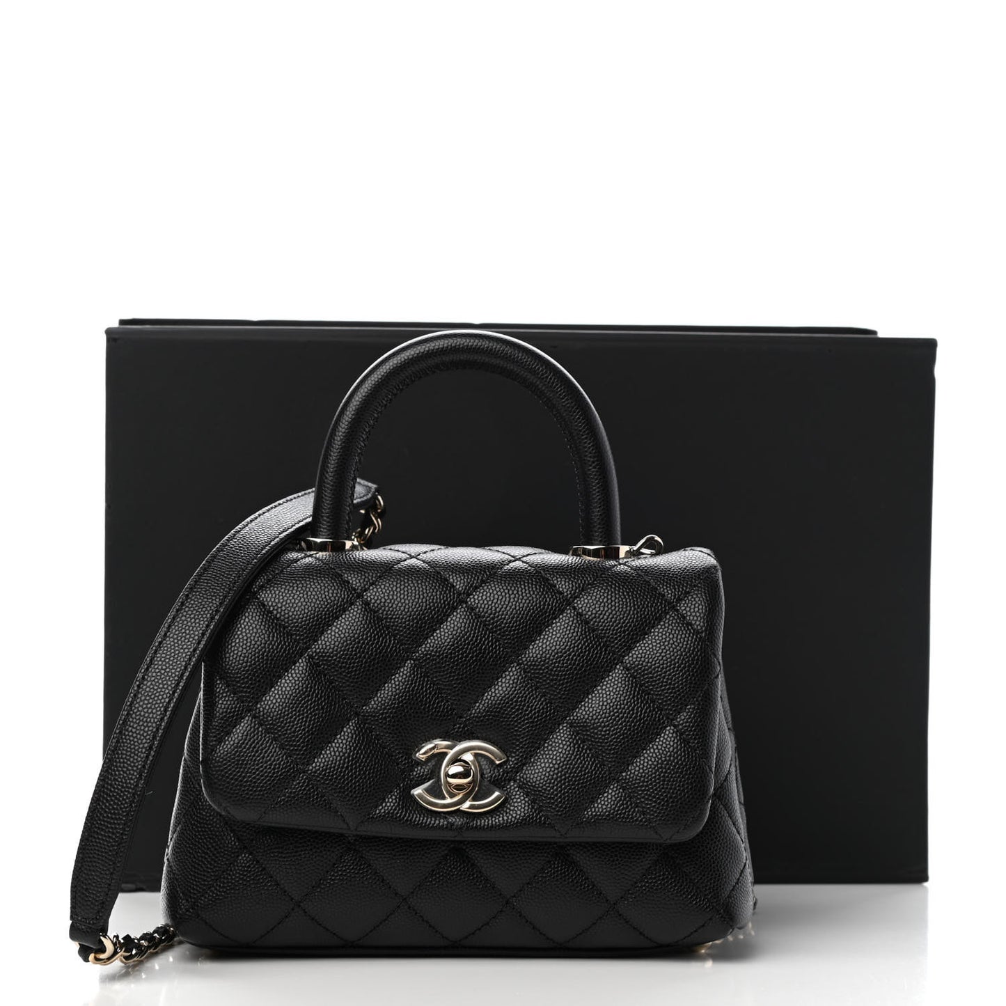 Caviar Quilted Extra Mini Coco Handle Flap Black