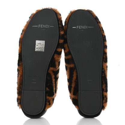 Fendi Shearling Nappa FF Slippers 38 Tobacco Black 5 of 8