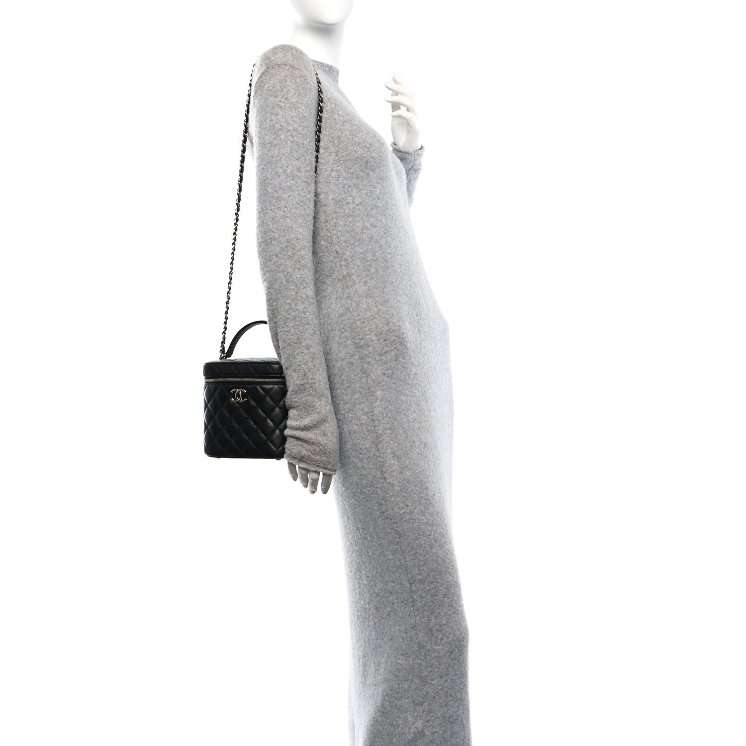 Chanel Caviar Quilted Small Top Handle Vanity Case With Chain Black 2 of 10