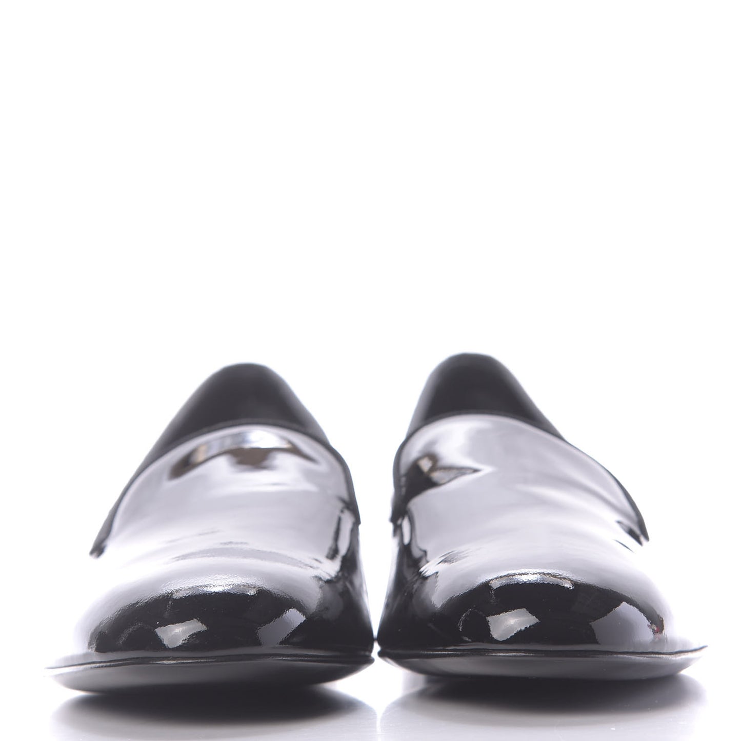 Patent Calfskin Smoking Slipper Flat Loafers 37 Black