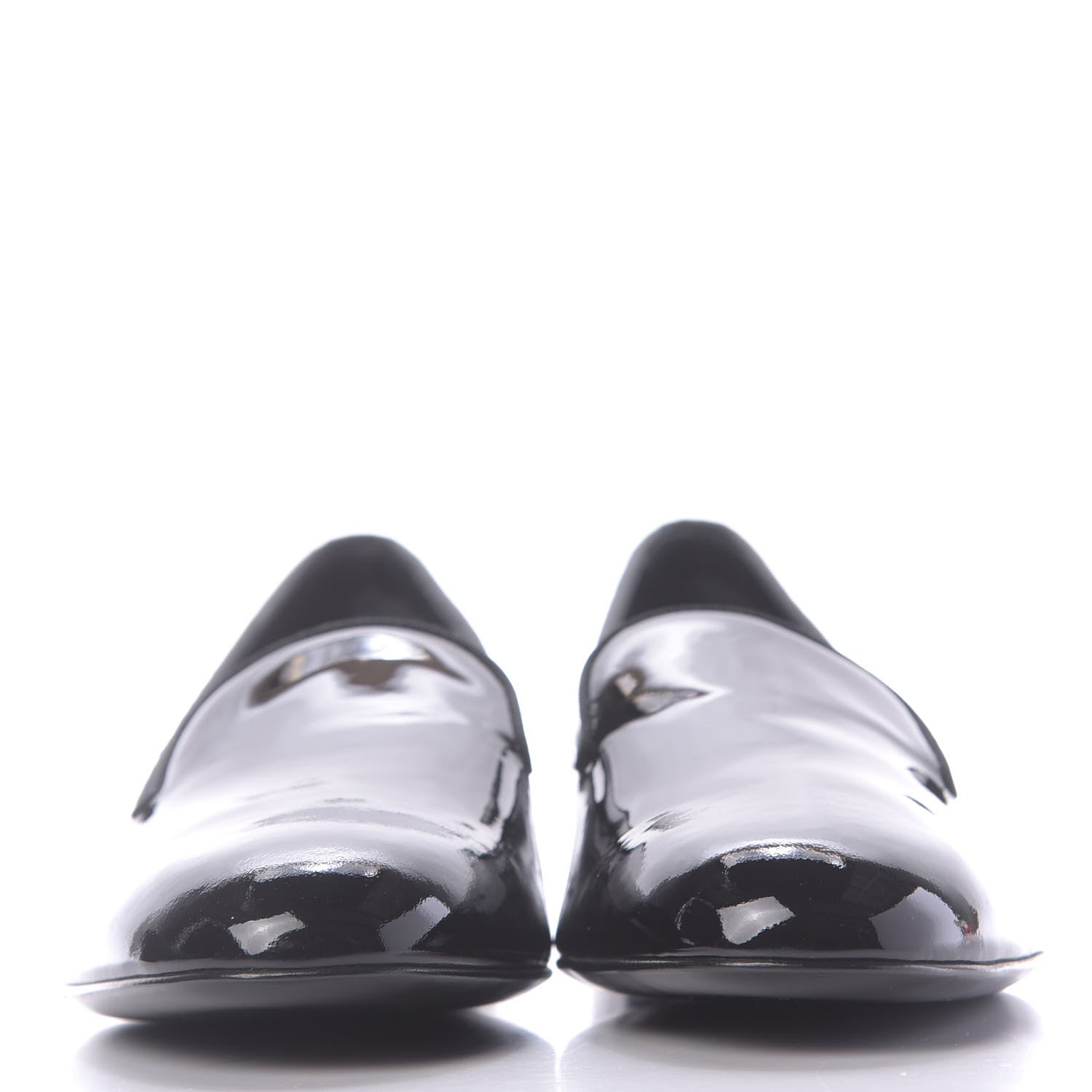 Saint Laurent Patent Calfskin Smoking Slipper Flat Loafers 37 Black 2 of 11