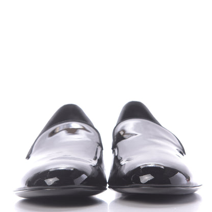 Saint Laurent Patent Calfskin Smoking Slipper Flat Loafers 37 Black 2 of 11