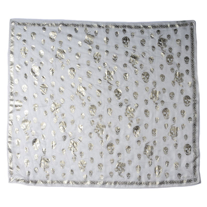 Alexander McQueen Silk Chiffon Skull Snake Scarf White Silver 2 of 6