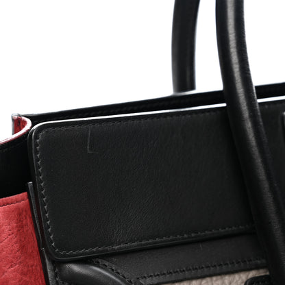 Celine Bullhide Calfskin Suede Mini Tri-Color Luggage Dark Ruby 11 of 12