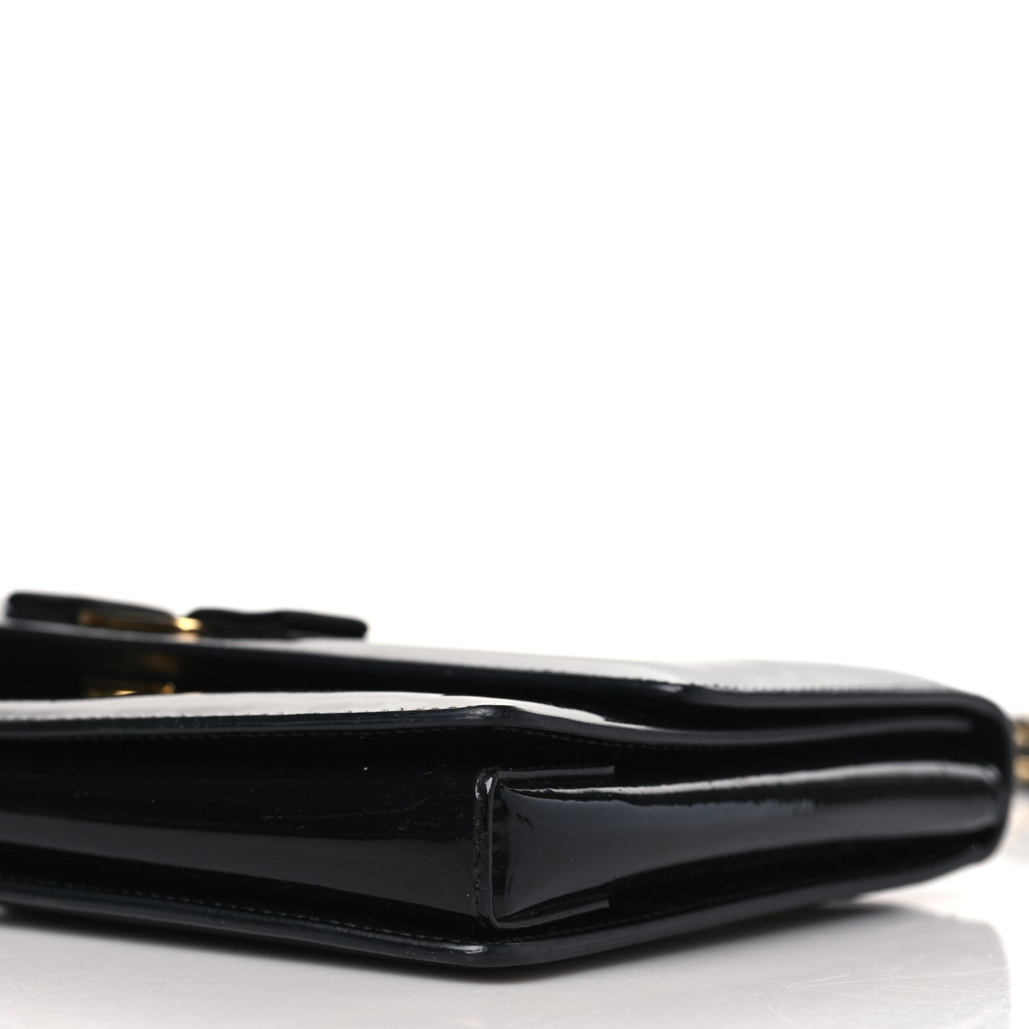 Salvatore Ferragamo Patent Ginny Vara Bow Shoulder Bag Black 8 of 9