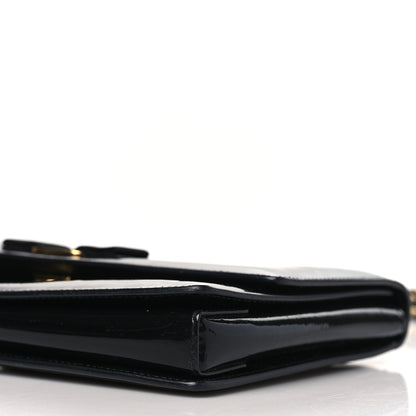 Salvatore Ferragamo Patent Ginny Vara Bow Shoulder Bag Black 8 of 9
