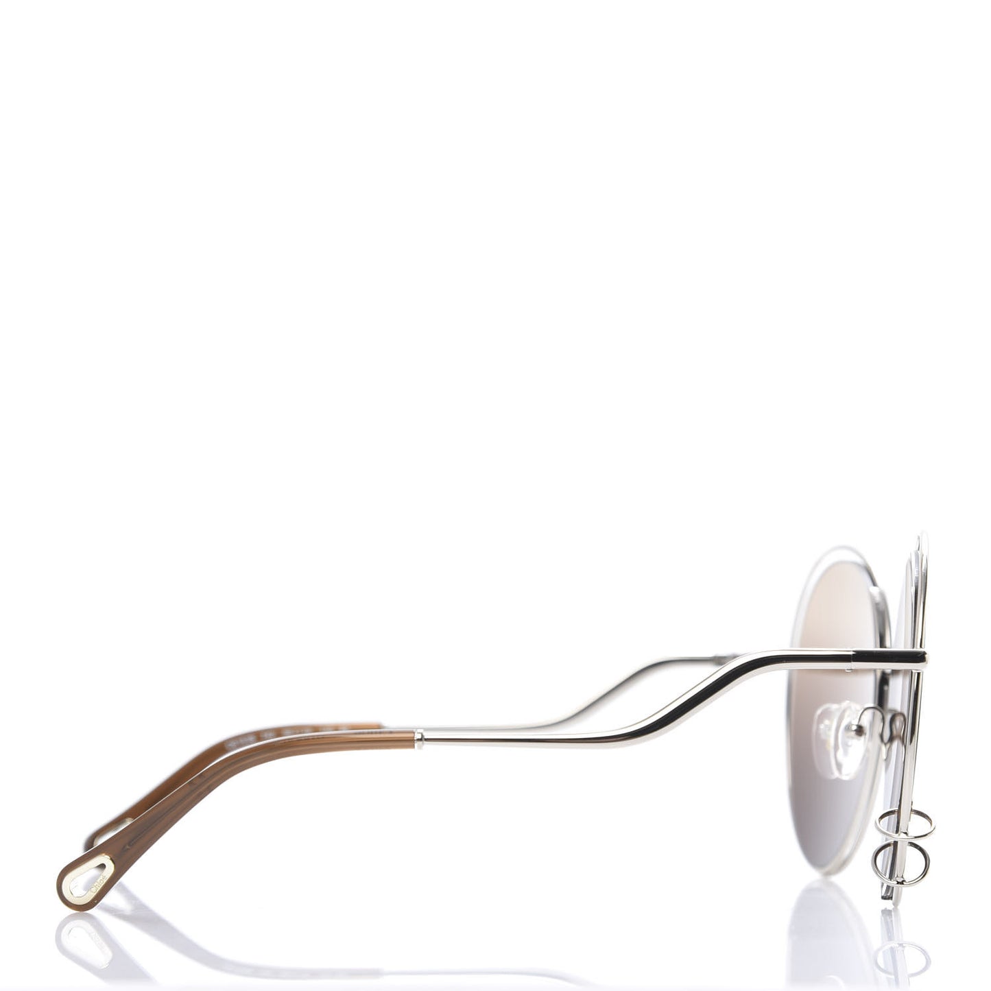 Oversize Round Sunglasses CE153S Silver Brown