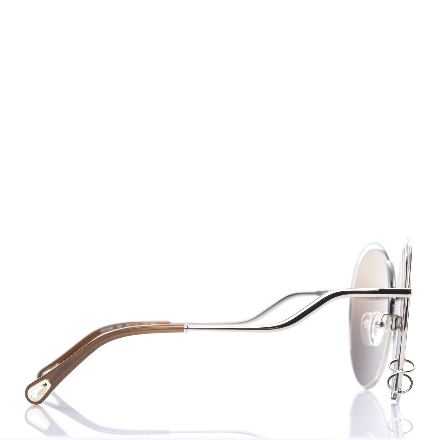 Chloe Oversize Round Sunglasses CE153S Silver Brown 3 of 7