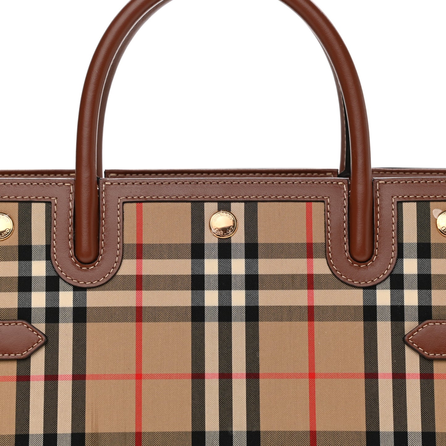 Calfskin Vintage Check Two Handle Title Bag Archive Beige