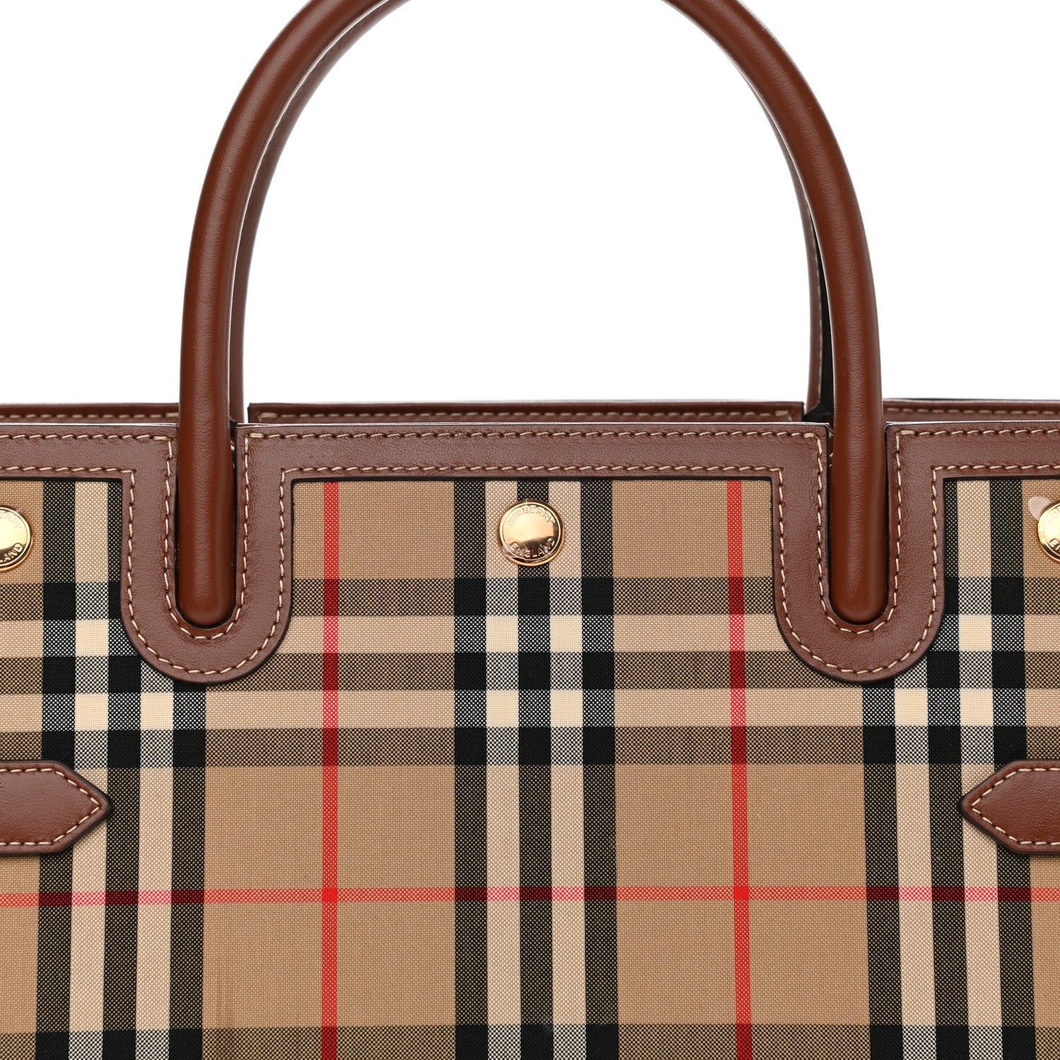 Burberry Calfskin Vintage Check Two Handle Title Bag Archive Beige 8 of 12