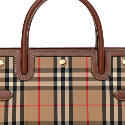 Burberry Calfskin Vintage Check Two Handle Title Bag Archive Beige 8 of 12