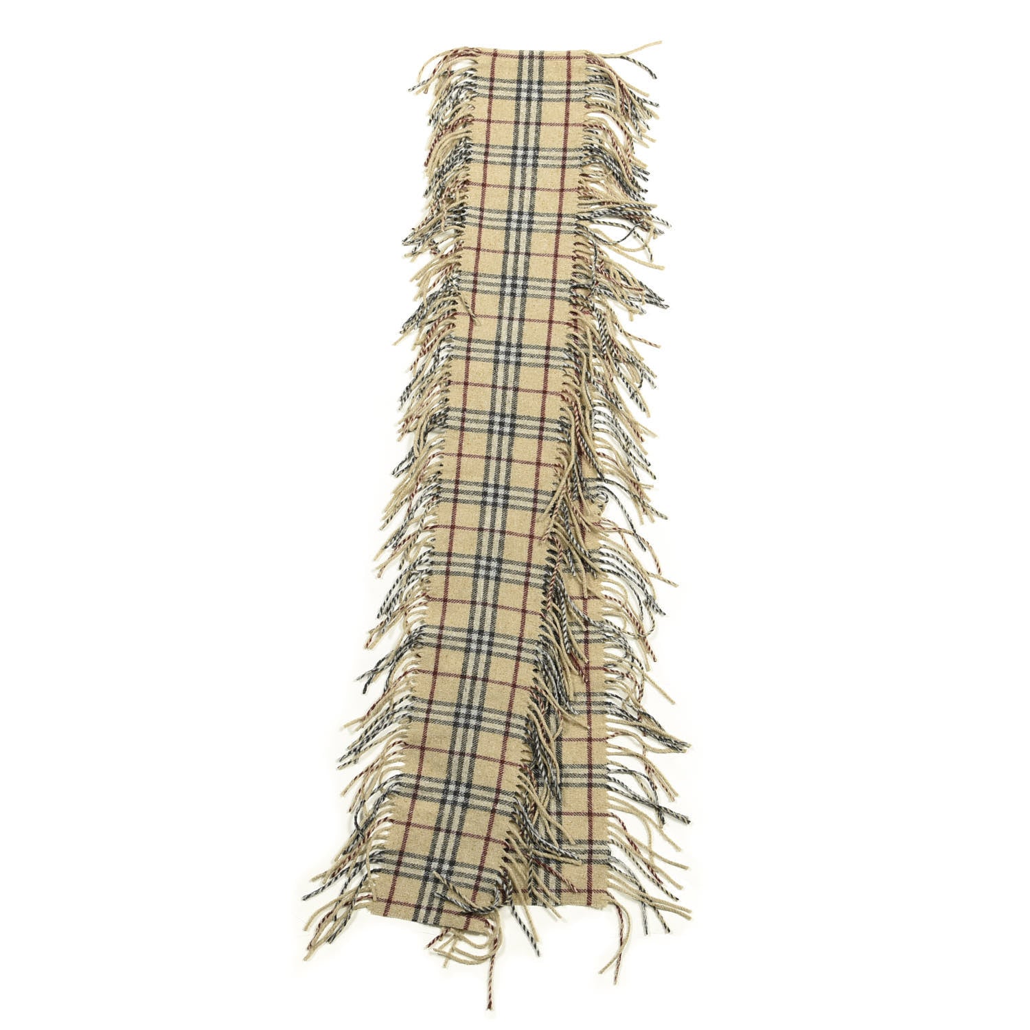 Burberry Lambswool Check Happy Fringe Scarf Camel 2 of 3
