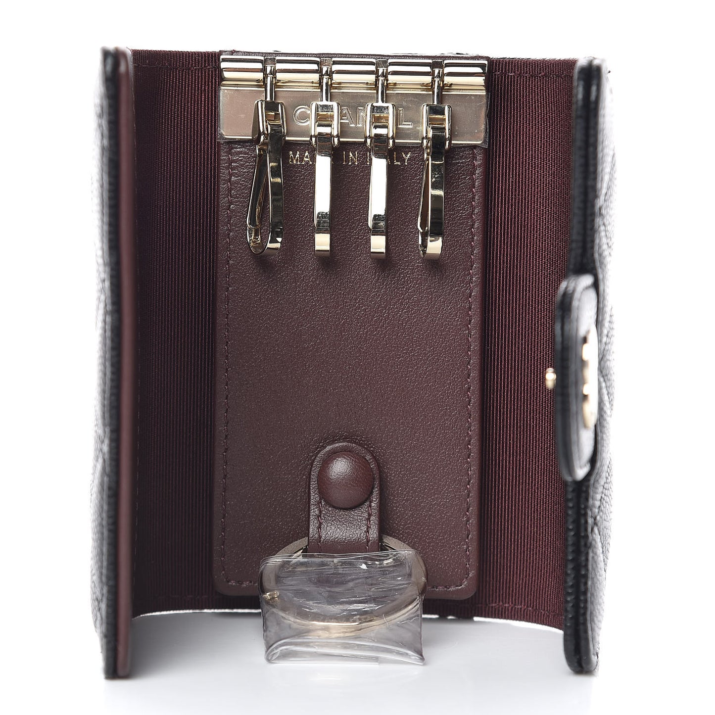 Caviar Quilted Classic 4 Key Holder Wallet Black