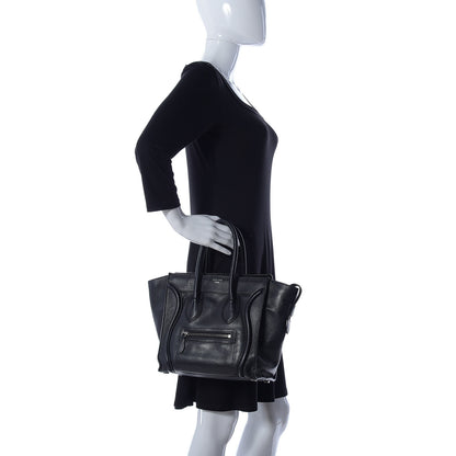 Celine Drummed Calfskin Micro Luggage Black 2 of 26