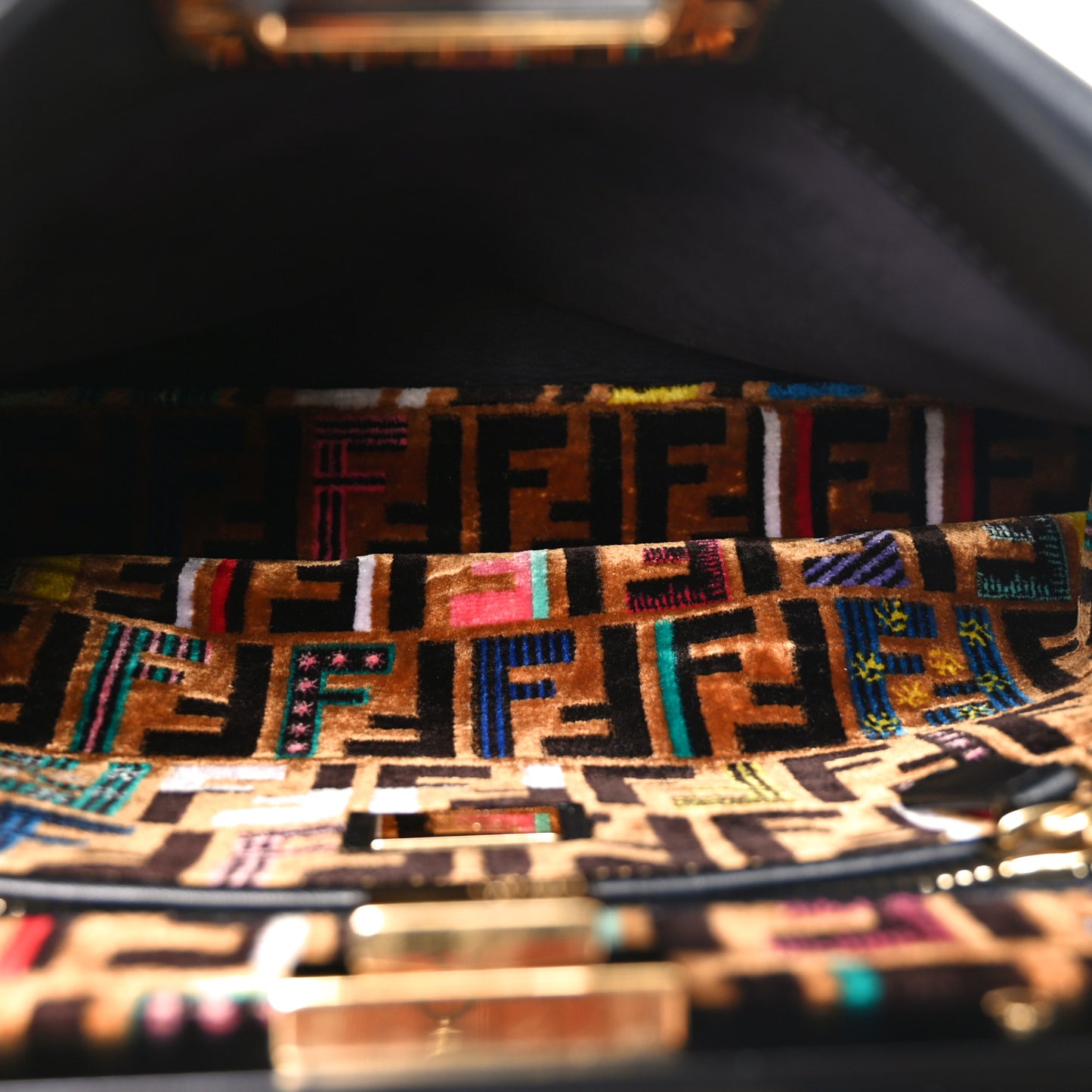 Calfskin Velvet Fun Fair Medium Peekaboo Iconic Satchel Night Blue Multicolor