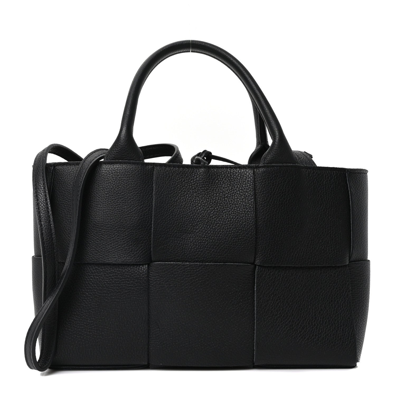 Bottega Veneta Grained Calfskin Intrecciato Mini Arco Tote Black 1 of 10