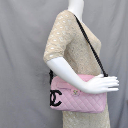 Chanel Calfskin Quilted Cambon Shoulder Bag Pink Black 11 of 21