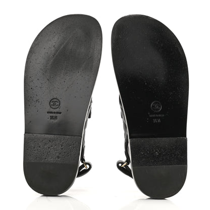Chanel Grained Calfskin Velcro Dad Sandals 36.5 Black 5 of 11