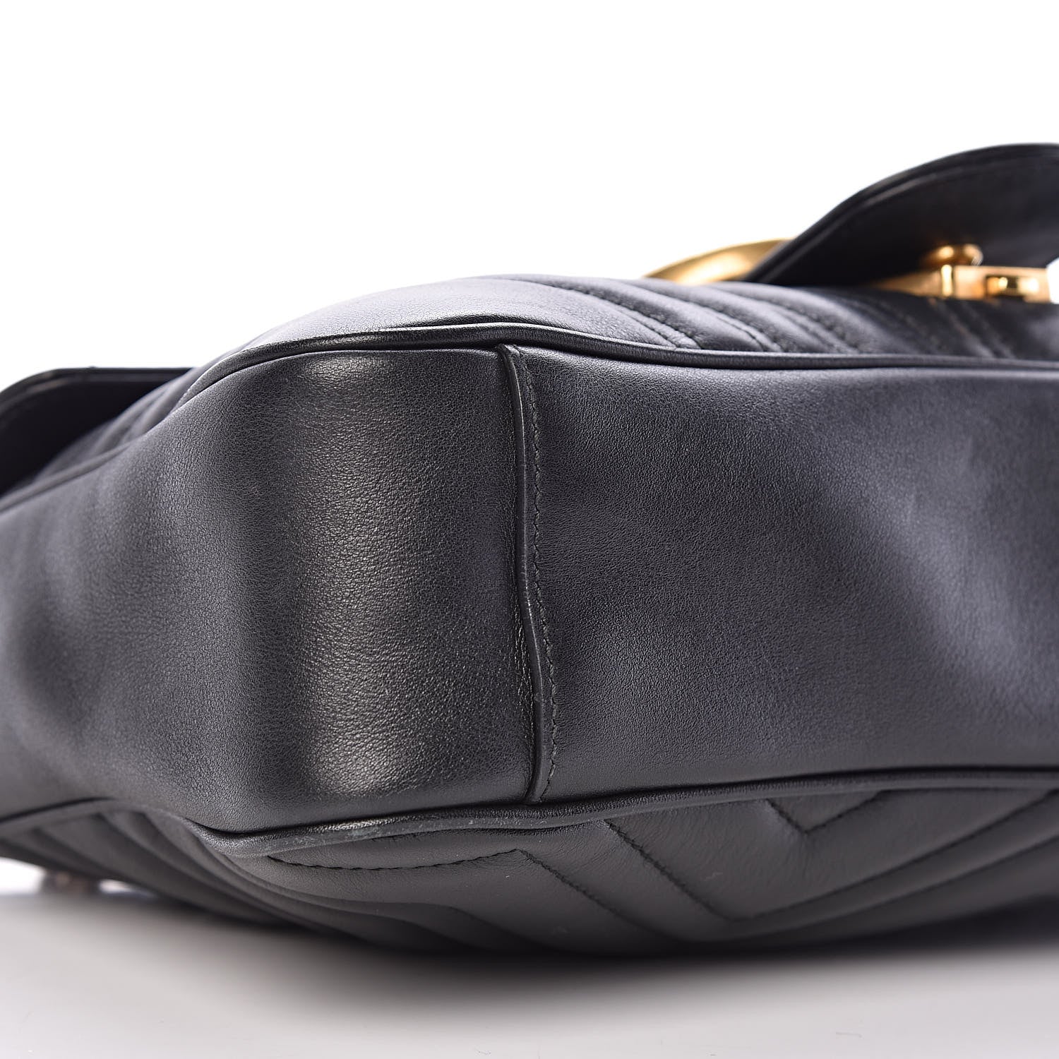 Gucci Calfskin Matelasse Medium GG Marmont Shoulder Bag Black 9 of 11