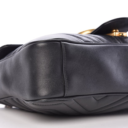 Gucci Calfskin Matelasse Medium GG Marmont Shoulder Bag Black 9 of 11
