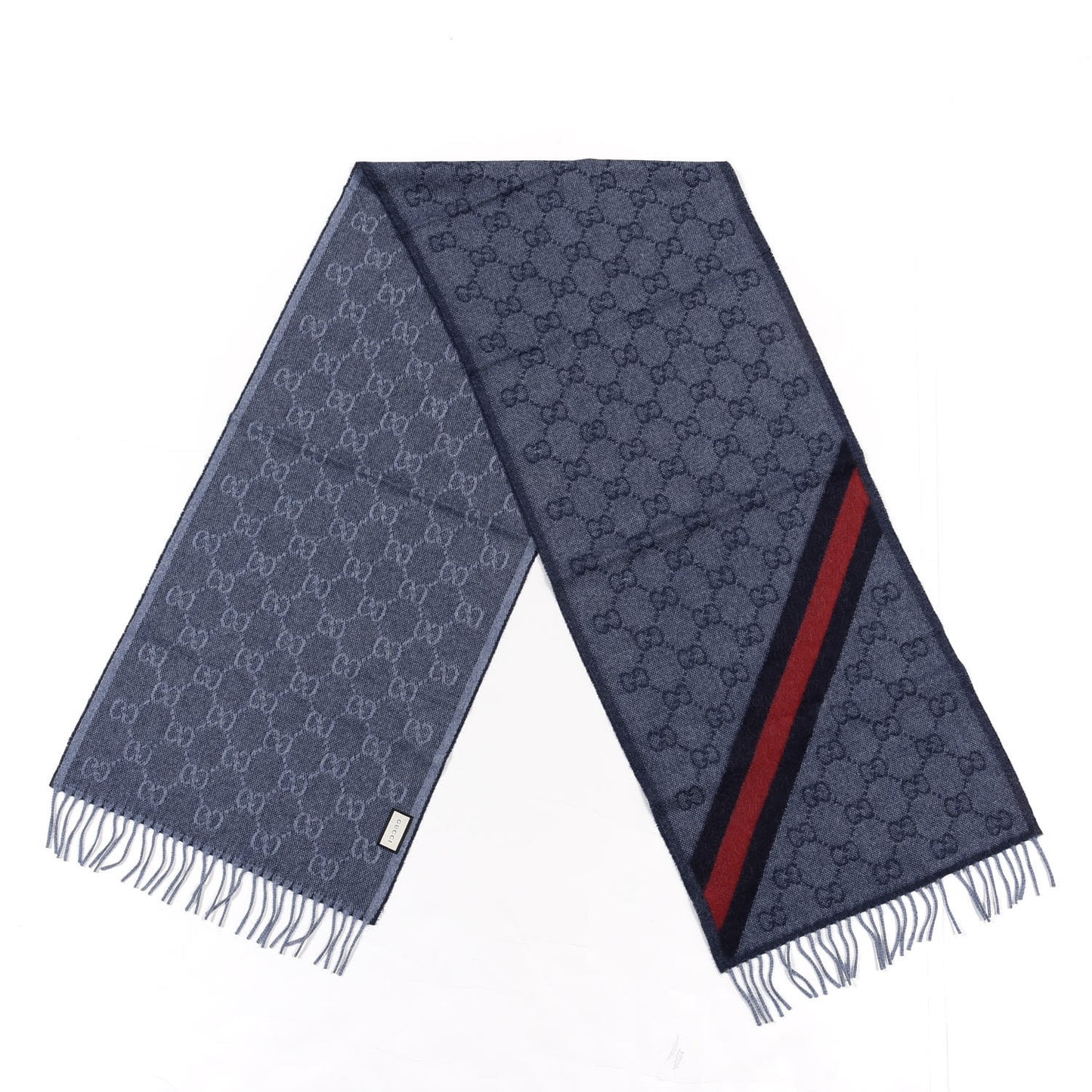 Wool Alpaca Monogram Web New Nikky Scarf Midnight Blue