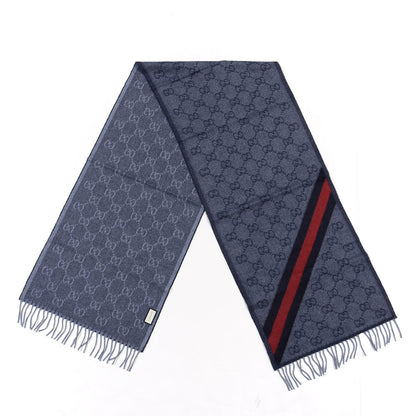 Gucci Wool Alpaca Monogram Web New Nikky Scarf Midnight Blue 2 of 4