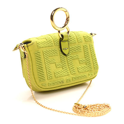 Fendi Canvas Vitello King FF Embroidered Nano Maxi Buckle Baguette Charm Wasabi 3 of 9