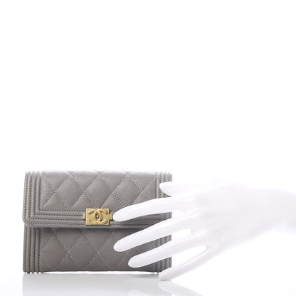 Chanel Caviar Quilted Medium Boy Flap Wallet Grey 2 of 10