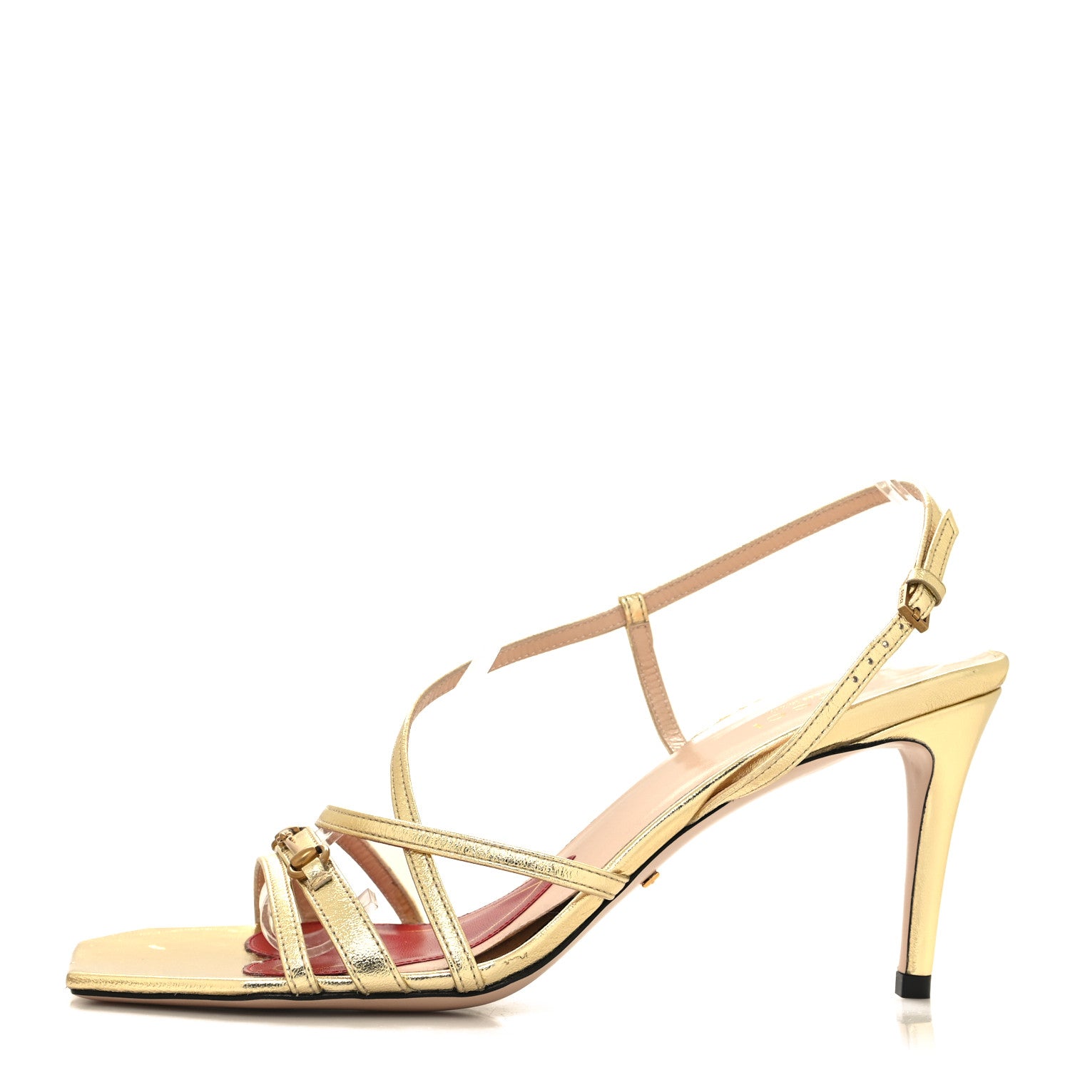 Gucci Metallic Nappa Victoria Strappy Horsebit Sandals 39 Gold 1 of 9