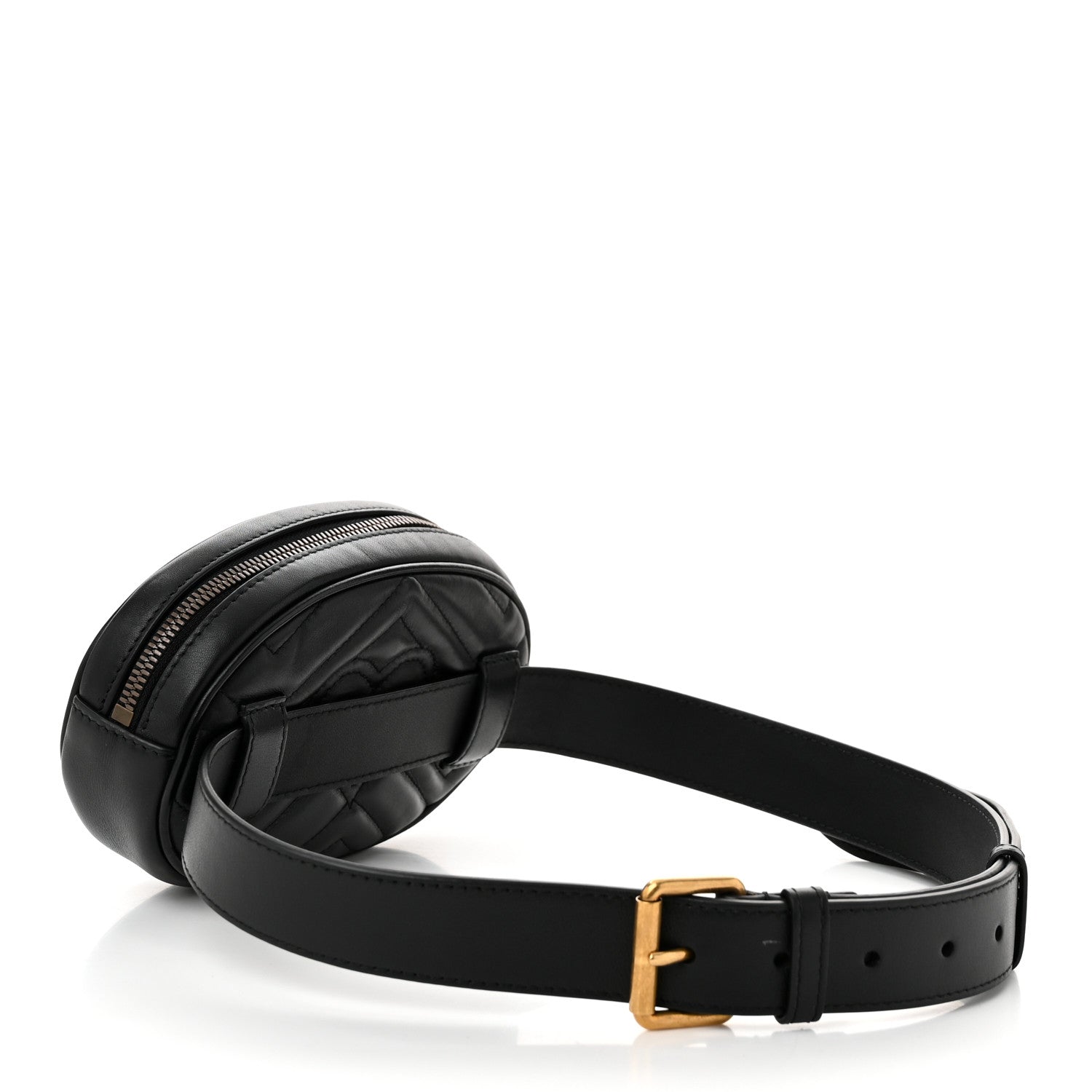 Gucci Calfskin Matelasse GG Marmont Belt Bag 85 34 Black 3 of 10