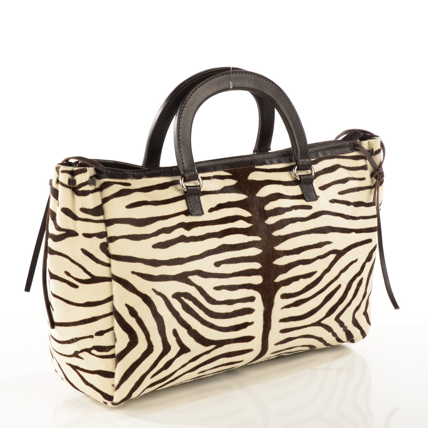 Calf Hair Zebra Print Tote White Moro