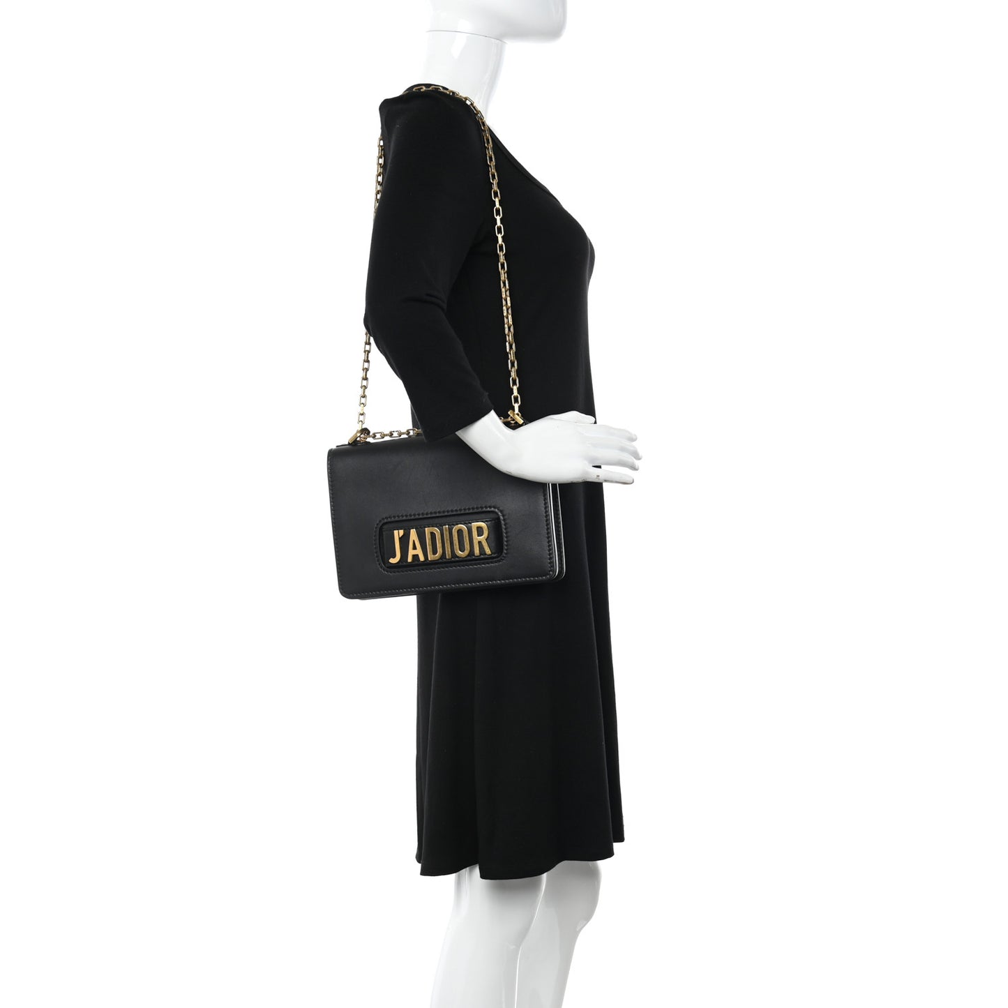 Calfskin J'Adior Chain Flap Bag Black