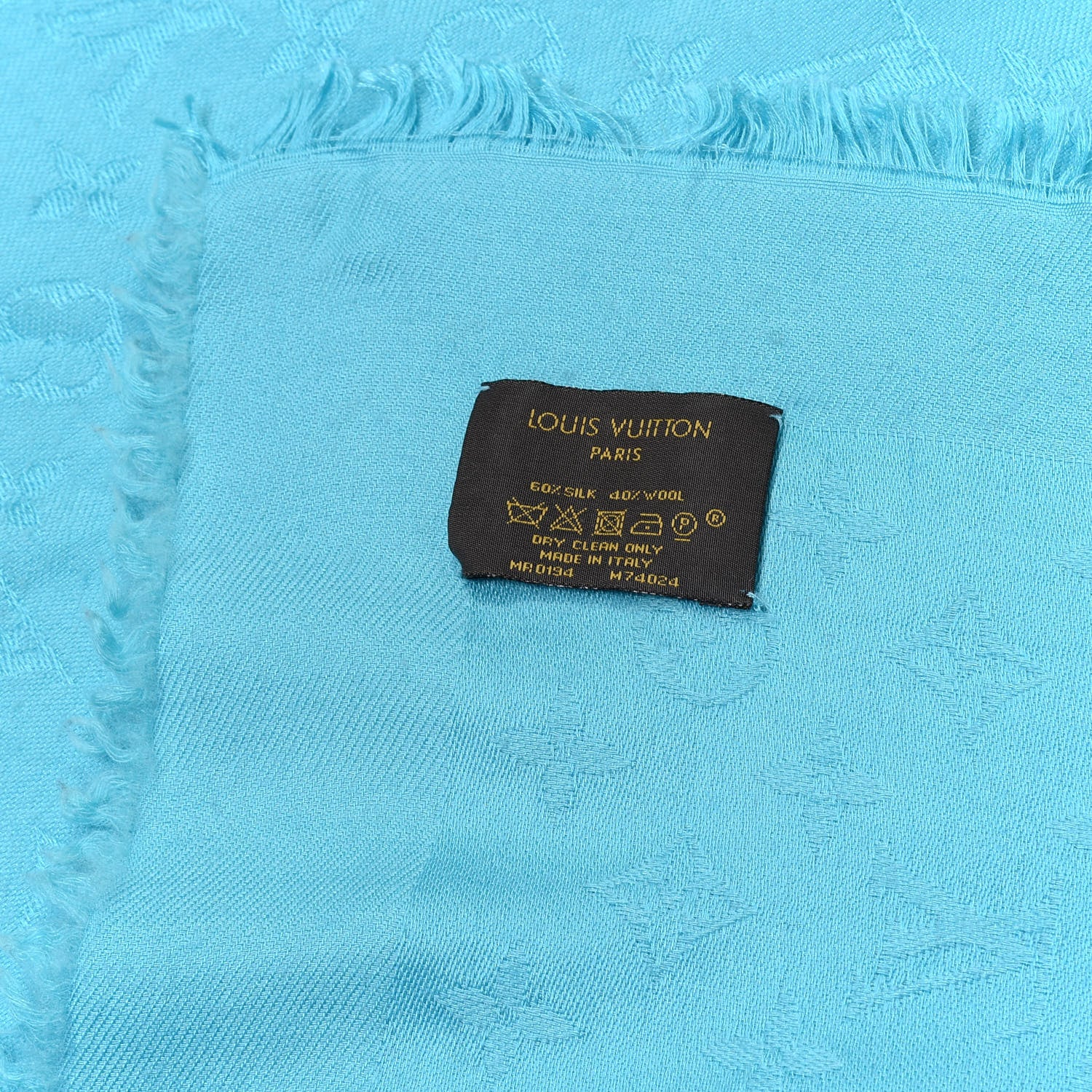 Louis Vuitton Silk Wool Monogram Shawl Blue 3 of 4