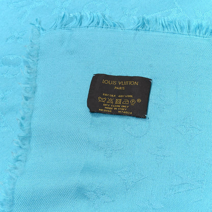 Louis Vuitton Silk Wool Monogram Shawl Blue 3 of 4