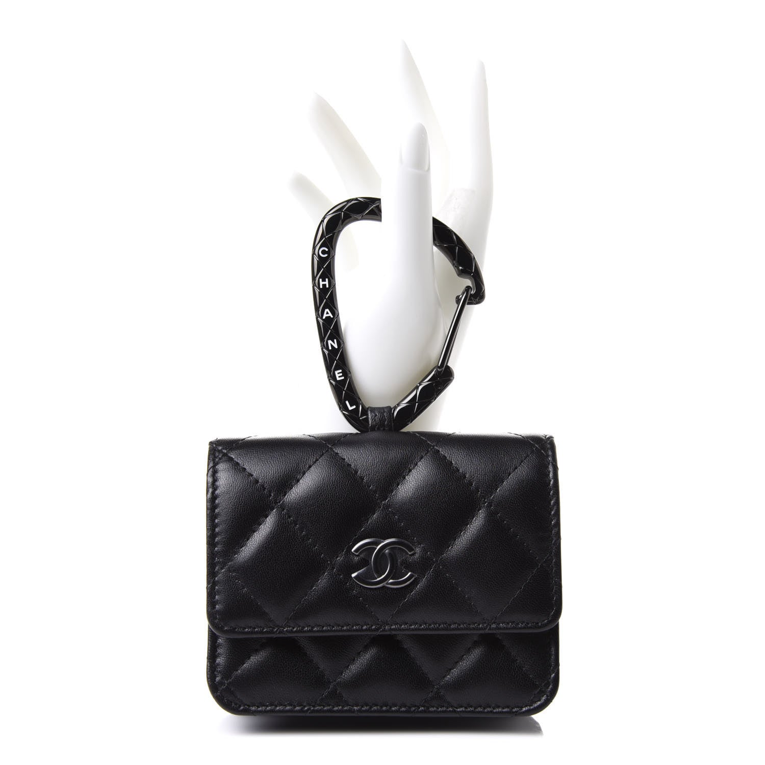 Chanel Lambskin Quilted CC Hook Card Holder So Black 2 of 12
