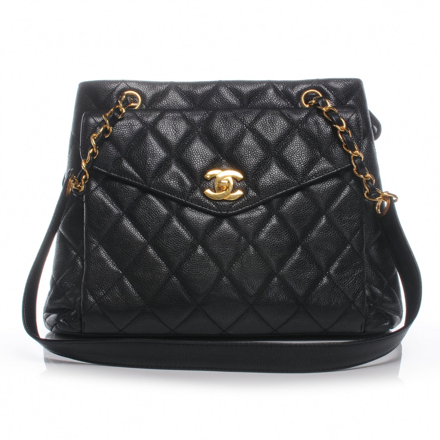 Caviar Quilted Tote Black