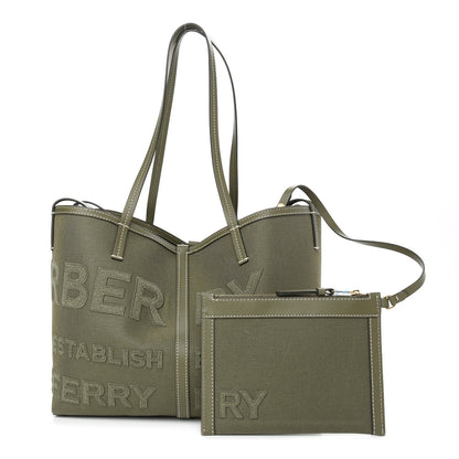 Burberry Cotton Canvas Horseferry Print Tote Dark Fern Green 1 of 9